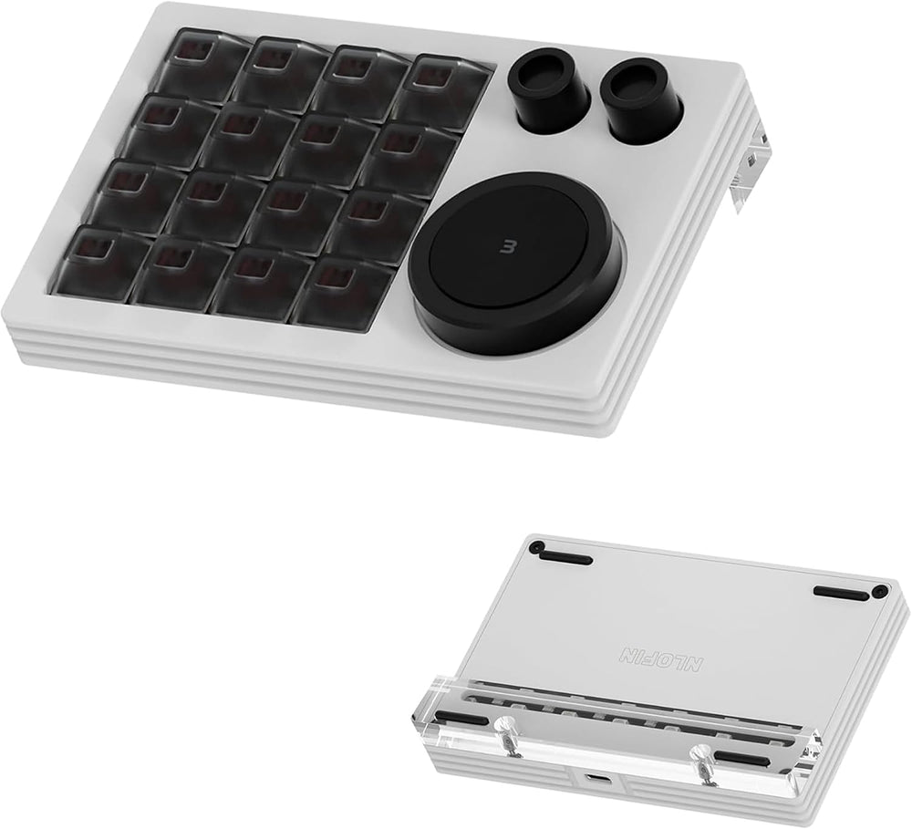 Macro Keypad Programmable Keyboard with Triple Knobs (White)