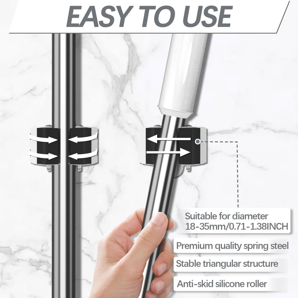 3-H Broom Holder Wall Mount 30 Pack, Stainless Steel Mop Hanger with Screws