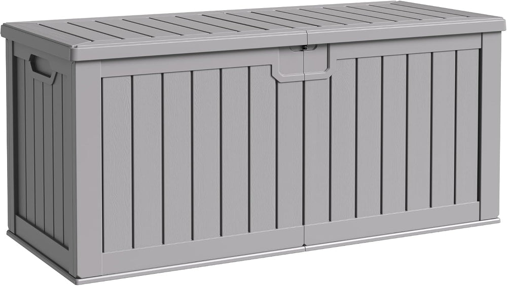 Flamaker 250 Gallon Resin Deck Box, XXL Waterproof Storage Box with Divider