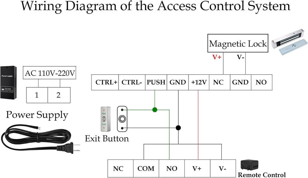 Door Access Control System 1200lbs Magnetic Lock Kit with ZL Bracket 4 Remote...