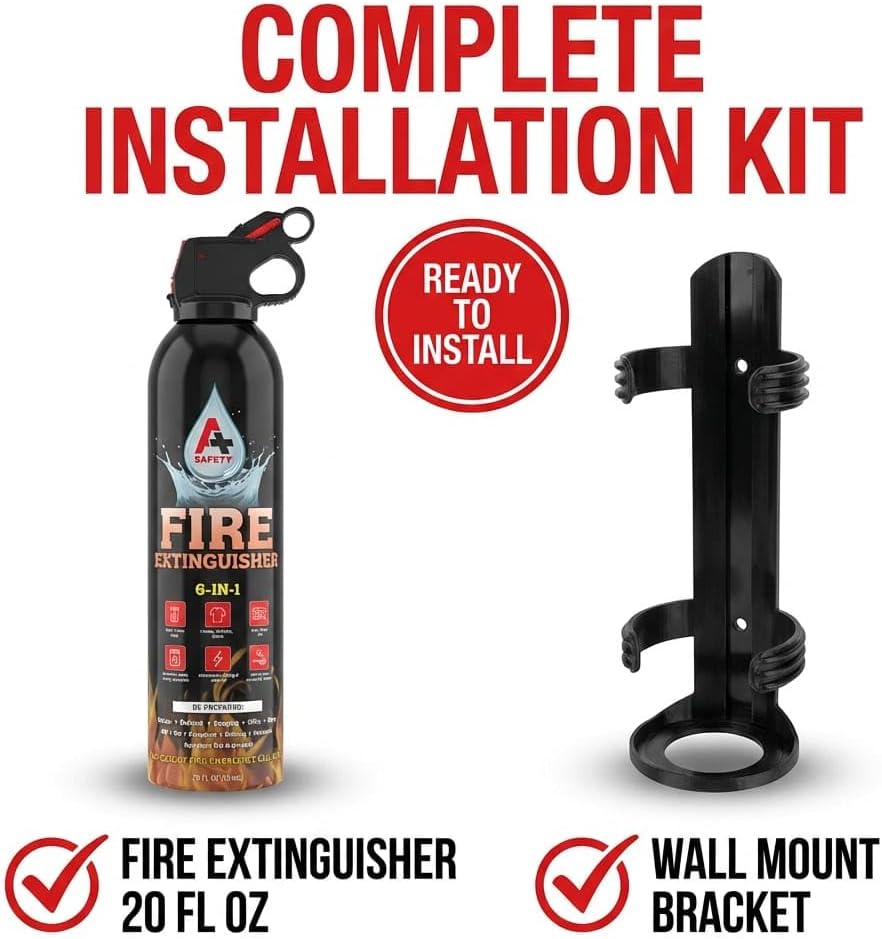 A+ Safety Fire Extinguisher, Portable, Safe to Store in Cars & Garages, G...