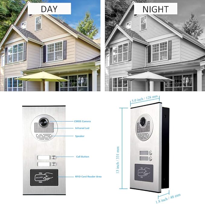 AMOCAM Upgrade Versions 2 Units Apartment Intercom System 7 inch Touch Monitor