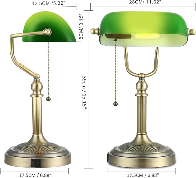 Newrays Green Glass Bankers Desk Lamp