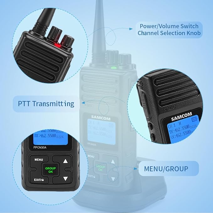 SAMCOM Two Way Radio with Shoulder Speaker Mic, 5W High Power 2 Way Radios Lo...
