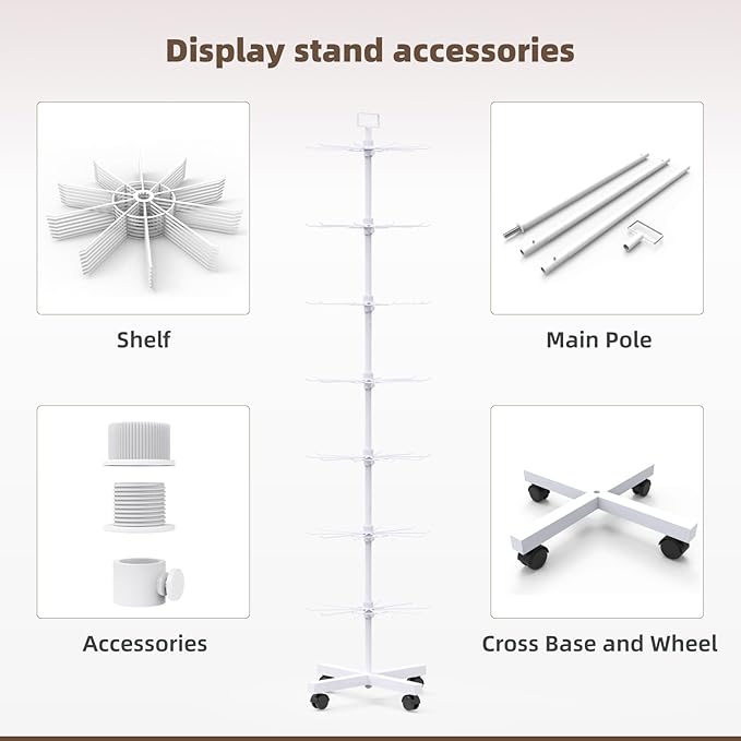 YEOOE Retail Display Racks 7 Tier Spinning Display Stand, Movable Shop Spinner