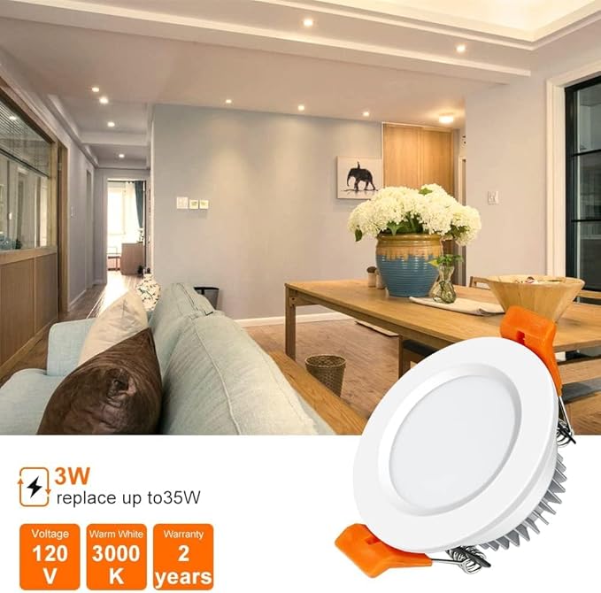 inShareplus 2 Inch LED Recessed Lighting, Downlight Dimmable 3W, 3000K Warm (...