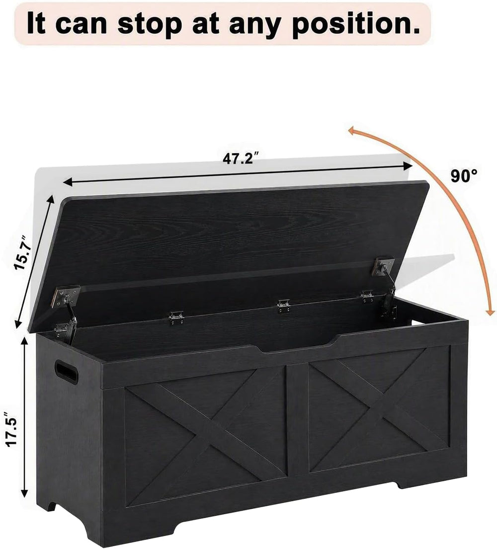 Timberer 47.2" Storage Chest, Wooden Storage Bench, Entryway Shoes Bench