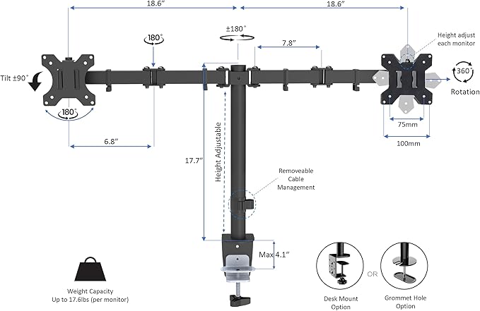 Rocelco 43" Height Adjustable Standing Desk Converter