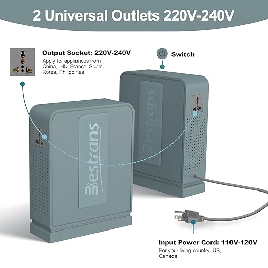 BESTRANS 2000W Step Up Transformer 110v to 220v Converter, Heavy Duty Voltage