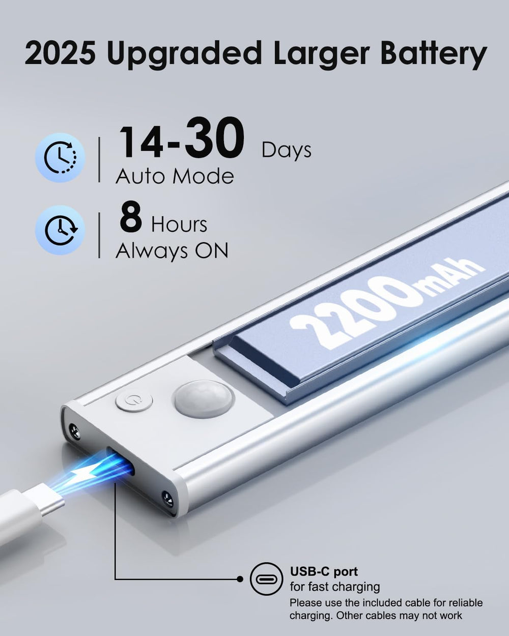 VerRon 5-Pack Under Cabinet Lighting, Upgraded 2200mAh Rechargeable Under Cab...