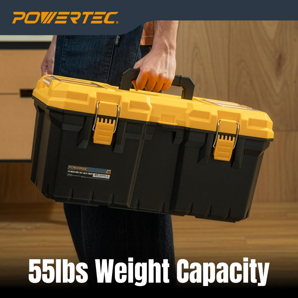 POWERTEC 22-Inch Tool Box with Trays - Lockable, Metal Latch, Organizer, Port...