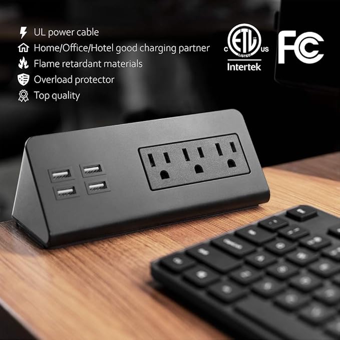 Emerising 2-Pack Desk Edge Mount Power Strips