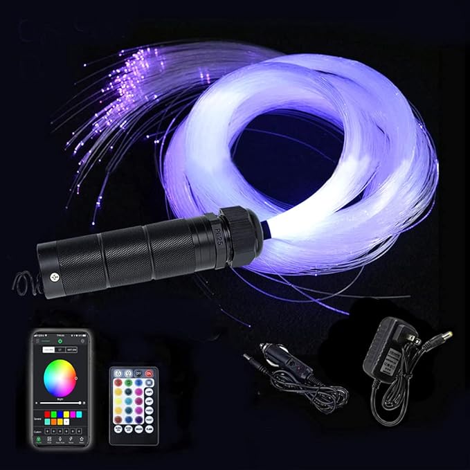 AZIMOM Car Use Bluetooth 6W RGBW LED Fiber Optic Lights Star Ceiling Light Kit