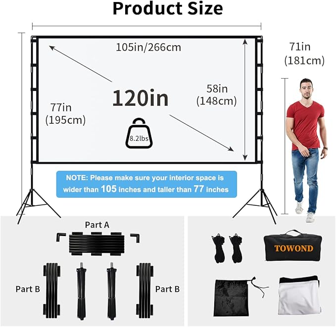 TOWOND Outdoor Projector Screen