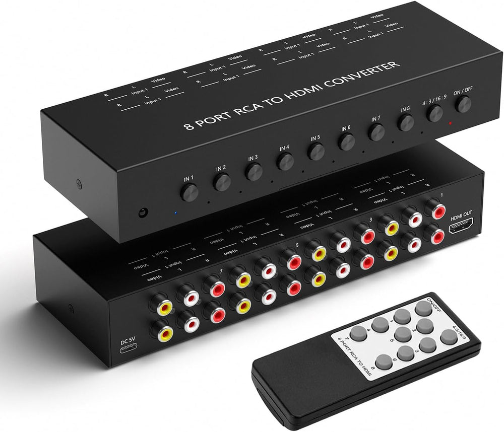 Dingsun 8Port AV to HDMI Converter, Will Convert Input Analog Aignals to a