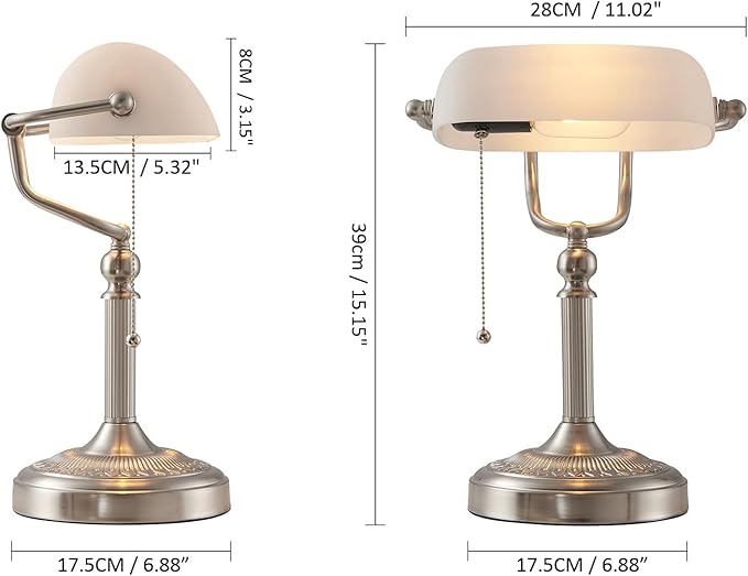Newrays White Matted Glass Bankers Desk Lamp