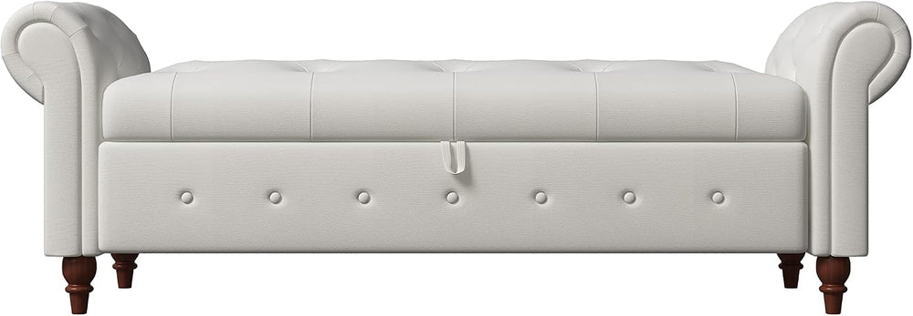 KEIKI Storage Bench for Bedroom, 63" Bed Benches for Foot of Bed, Beige