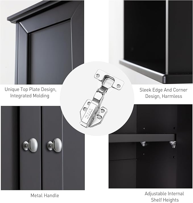 Black Wall Cabinet 24x30 Inch Wooden Over The Toilet Storage Cabinets