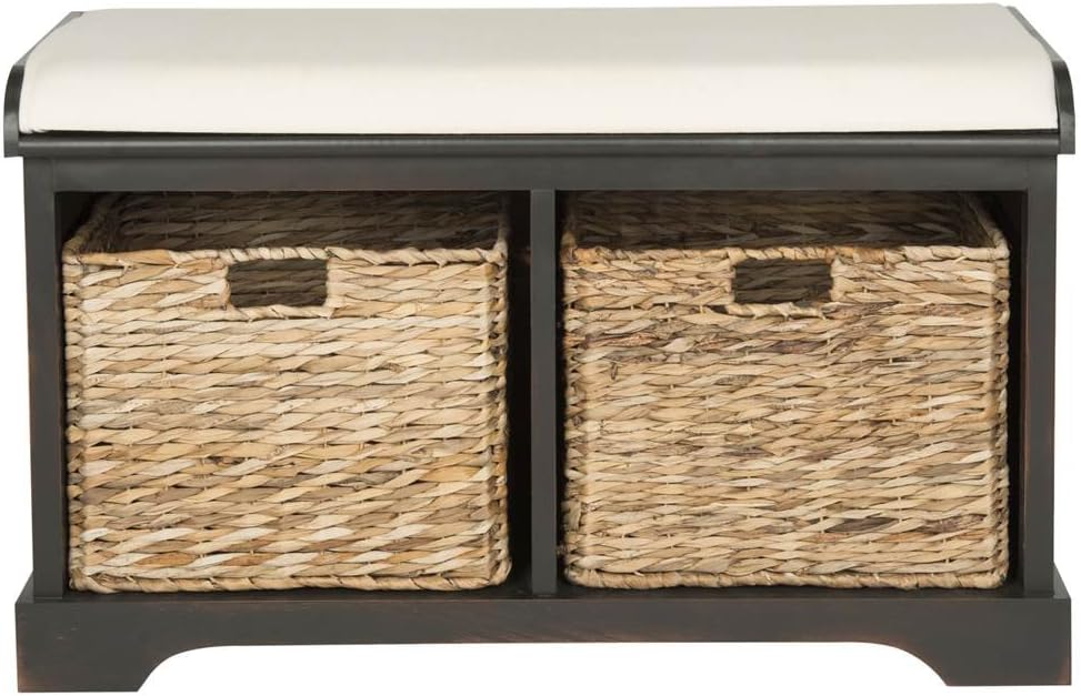 SAFAVIEH Freddy Wood Storage Bench, 33" Farmhouse Brown AMH5736A