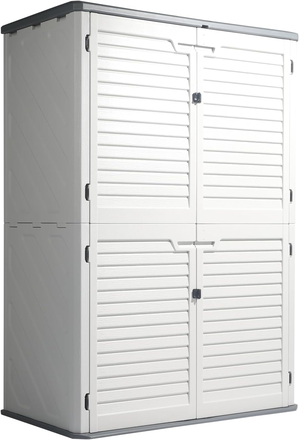 VINGLI Upgraded 59 Cu.ft Plastic Outdoor Storage Cabinet, White
