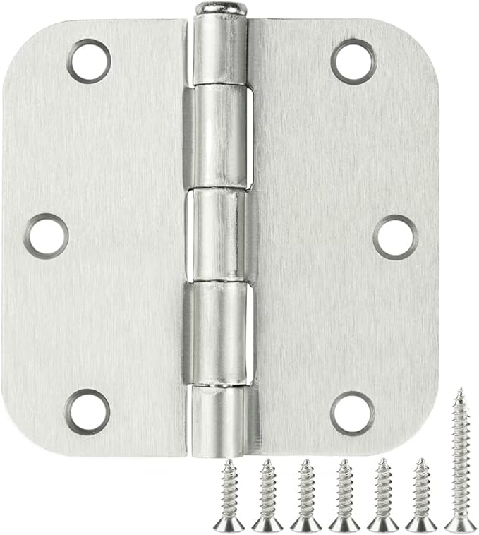100 Pack Interior Door Hinges Brushed Nickel 3.5 inch x 3 1/2" 5/8" Round