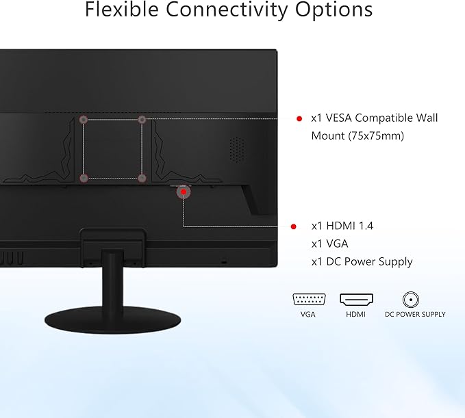 SKitphrati 20" PC Monitor 1600x900 75Hz 5MS HDMI Monitor LED Viewing Ang...
