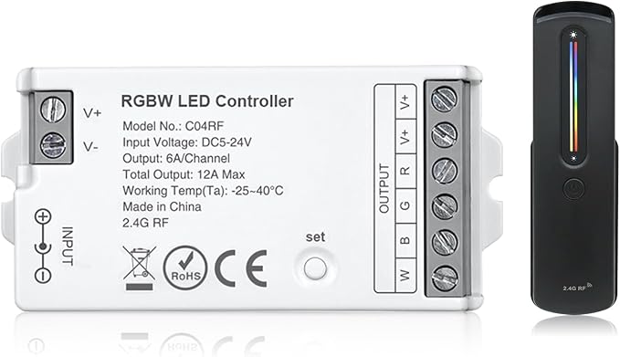2.4GHz RF RGBW LED Strip Controller Remote Kit, Wireless Remote & Tuya