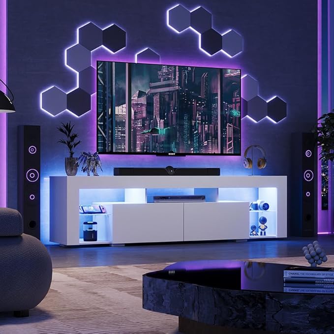 WLIVE TV Stand for 65 to 70 Inch TV, Modern Entertainment Center
