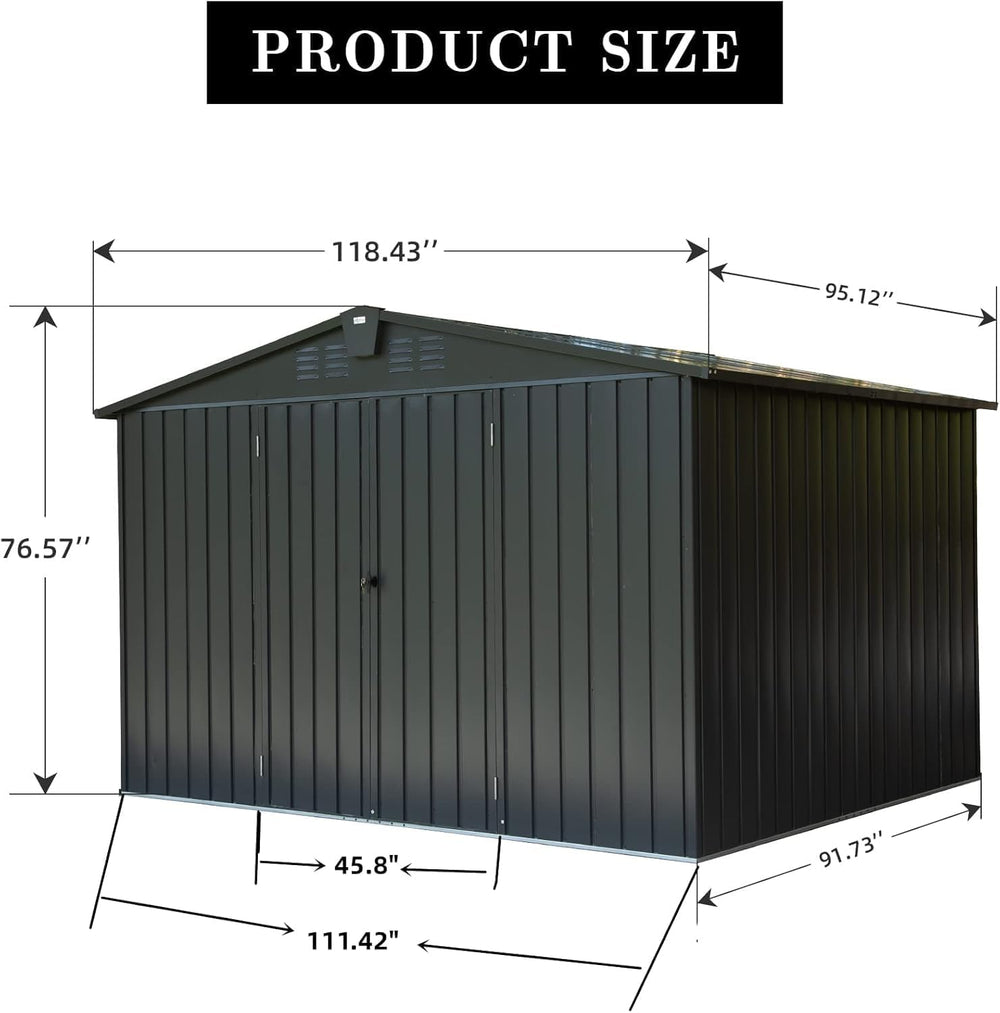 Domi Outdoor Storage Shed 10x8 FT, Metal Shed Storage House with Lockable Dou...