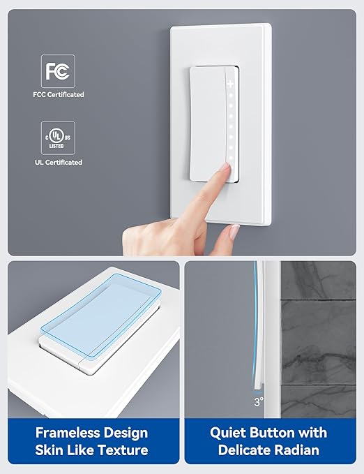 ELEGRP Single Pole Smart Dimmer Light Switch DPR10, 2.4GHz Wi-Fi Dimmer Switc...
