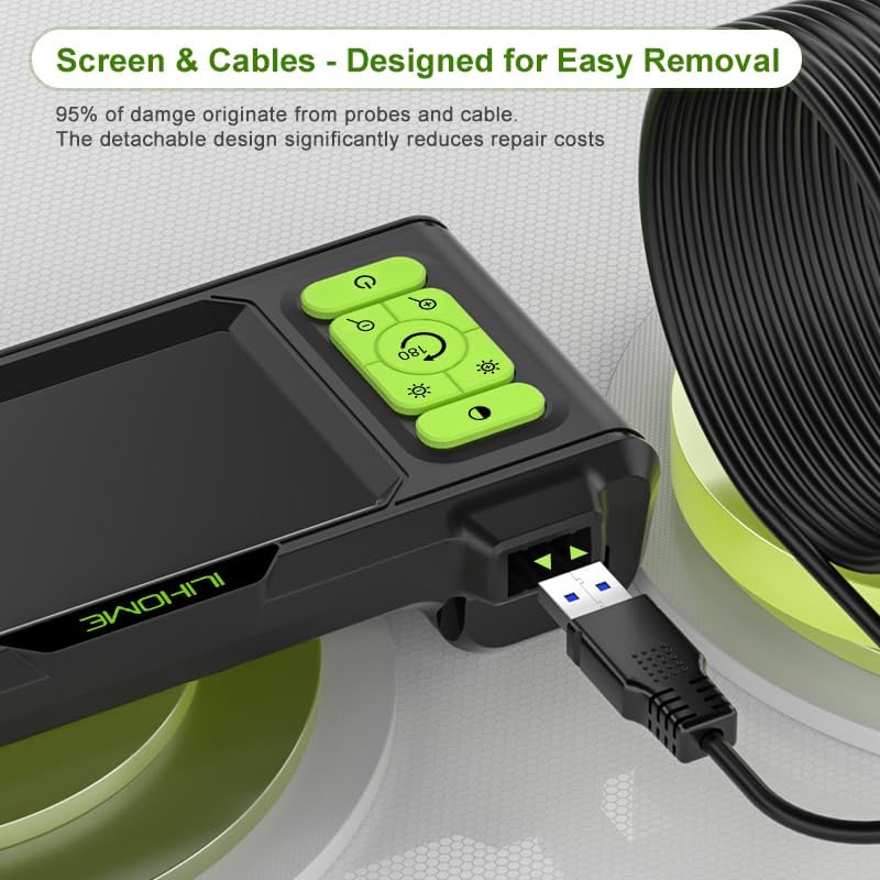 Dual Lens Borescope with Light, 1080P Industrial Endoscope Inspection Camera,...