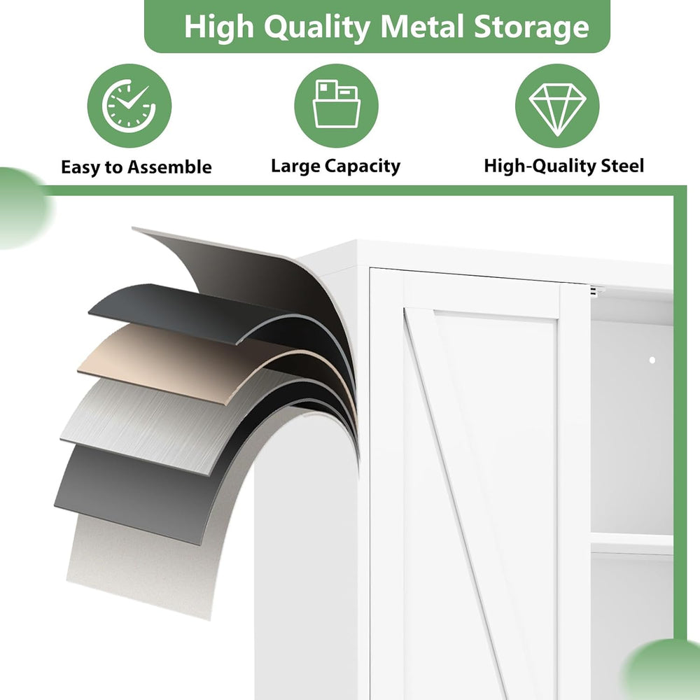 Ckzbx White Metal Cabinets with Doors and Shelves, 71" H Storage Cabinet...