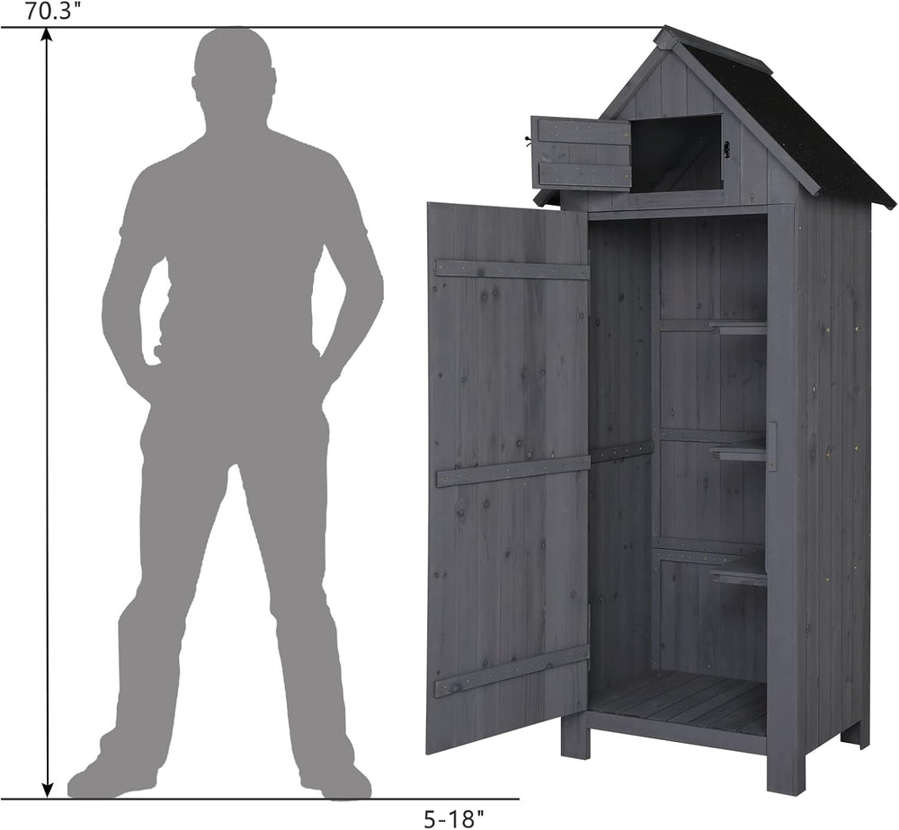 Outvita Outdoor Storage Shed, 70 Inch, Grey
