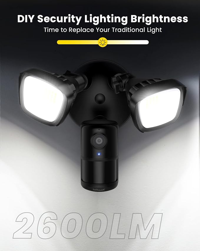 ieGeek Floodlight Camera Outdoor, 2K Wired Home Smart Security Cameras
