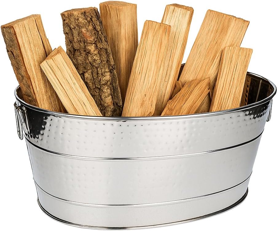 BREKX Stainless Steel Firewood Storage Rack Log Holder, 25-Quart