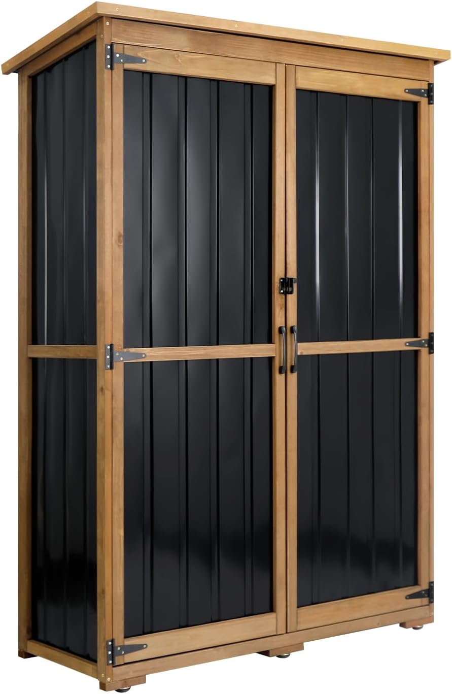 Outdoor Storage Cabinet Waterproof with Shelves, Outdoor Storage Shed Garage ...