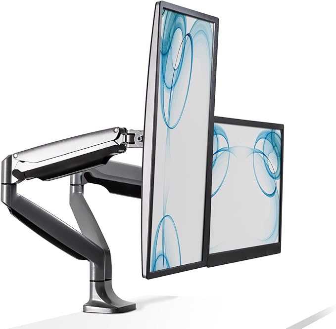 Mount-It! Dual Monitor Arm Mount Desk Stand Two Articulating Gas Spring Height