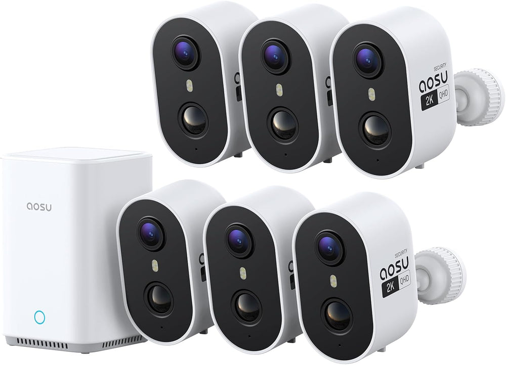 aosu 2K Battery Security Cameras Wireless Outdoor System, 6-Cam-Kit