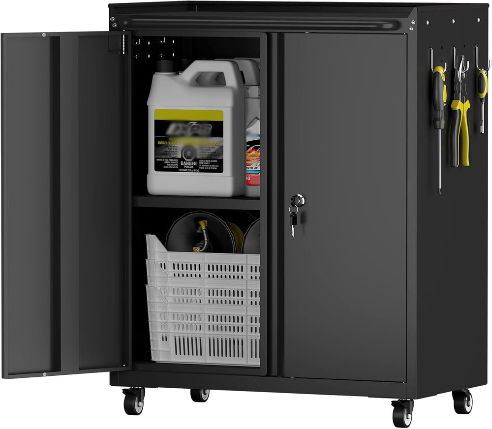 32''H Metal Storage Cabinets with Lock, Metal Garage Storage Cabinet ...