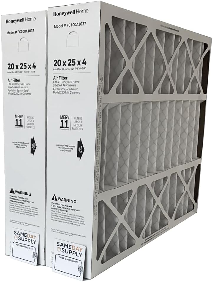 Honeywell FC100A1037-20" x 25" x 4" Pleated Air Filter, MERV 1...