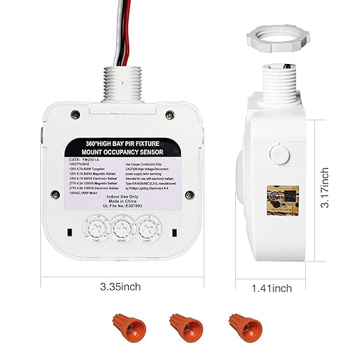 ECOELER High-Bay Occupancy Sensor Switch, 360° Passive Infrared PIR Ceiling (...