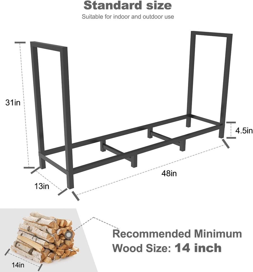 4ft Outdoor Firewood Rack Log Holder for Fire Wood Pile Storage