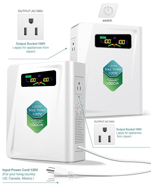 ZHENGXI 120v to 100v Step Down Transformer 1000W Power Voltage Converters