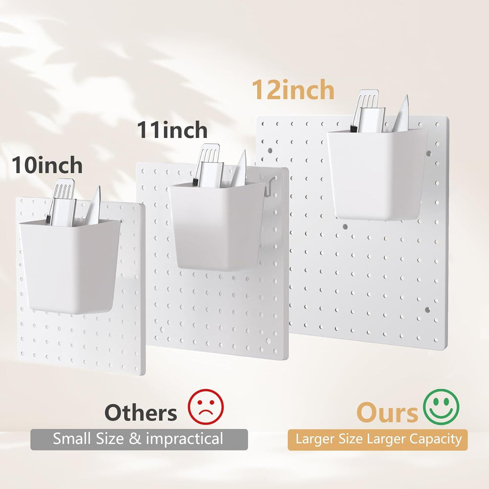 FZK Modular Plastic Peg Board Wall Organizer Kit, 12x12, White