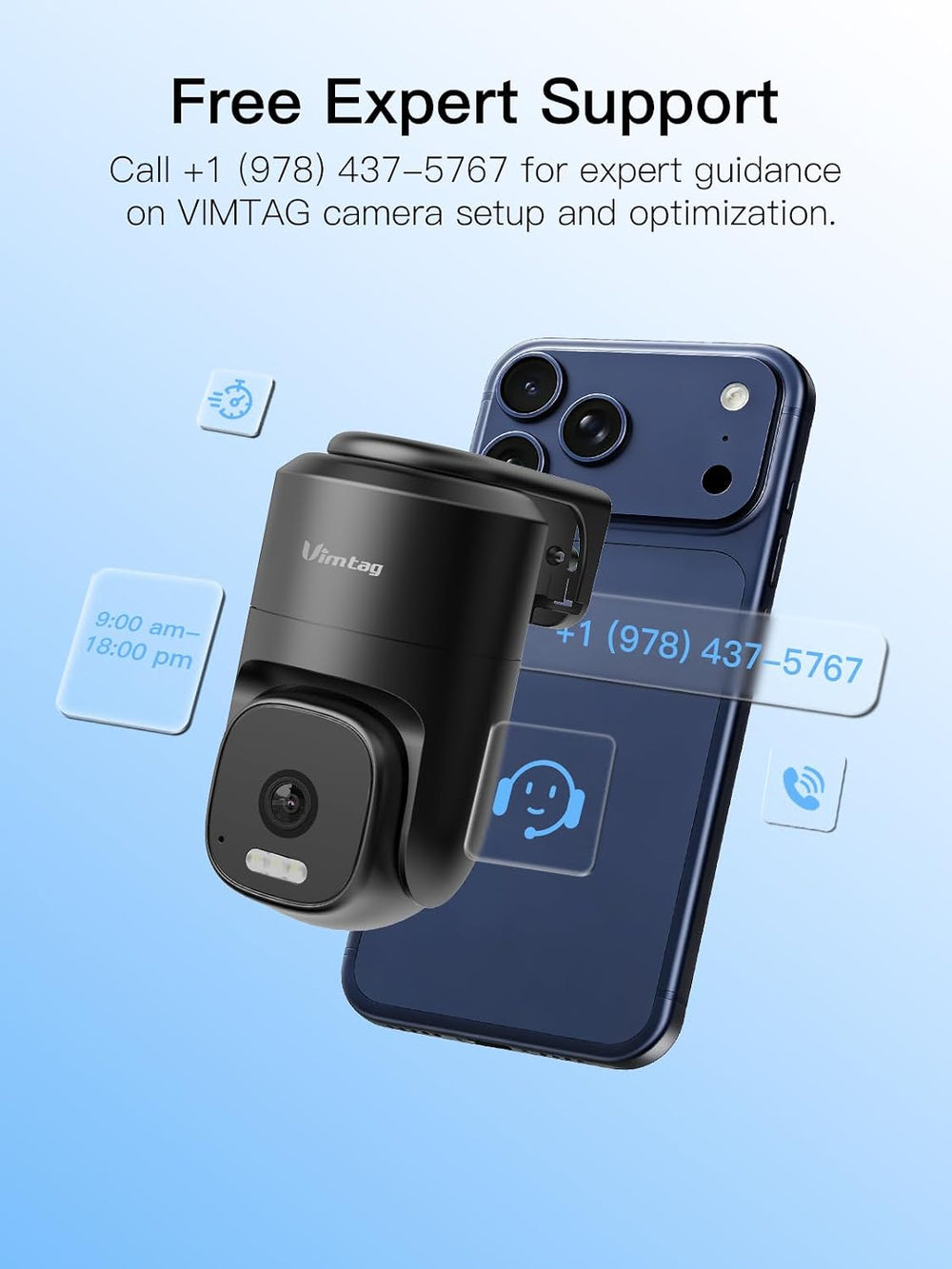 VIMTAG 2.5K Pan/Tilt Wired Outdoor Security Camera for Home, Dual-Band WiFi