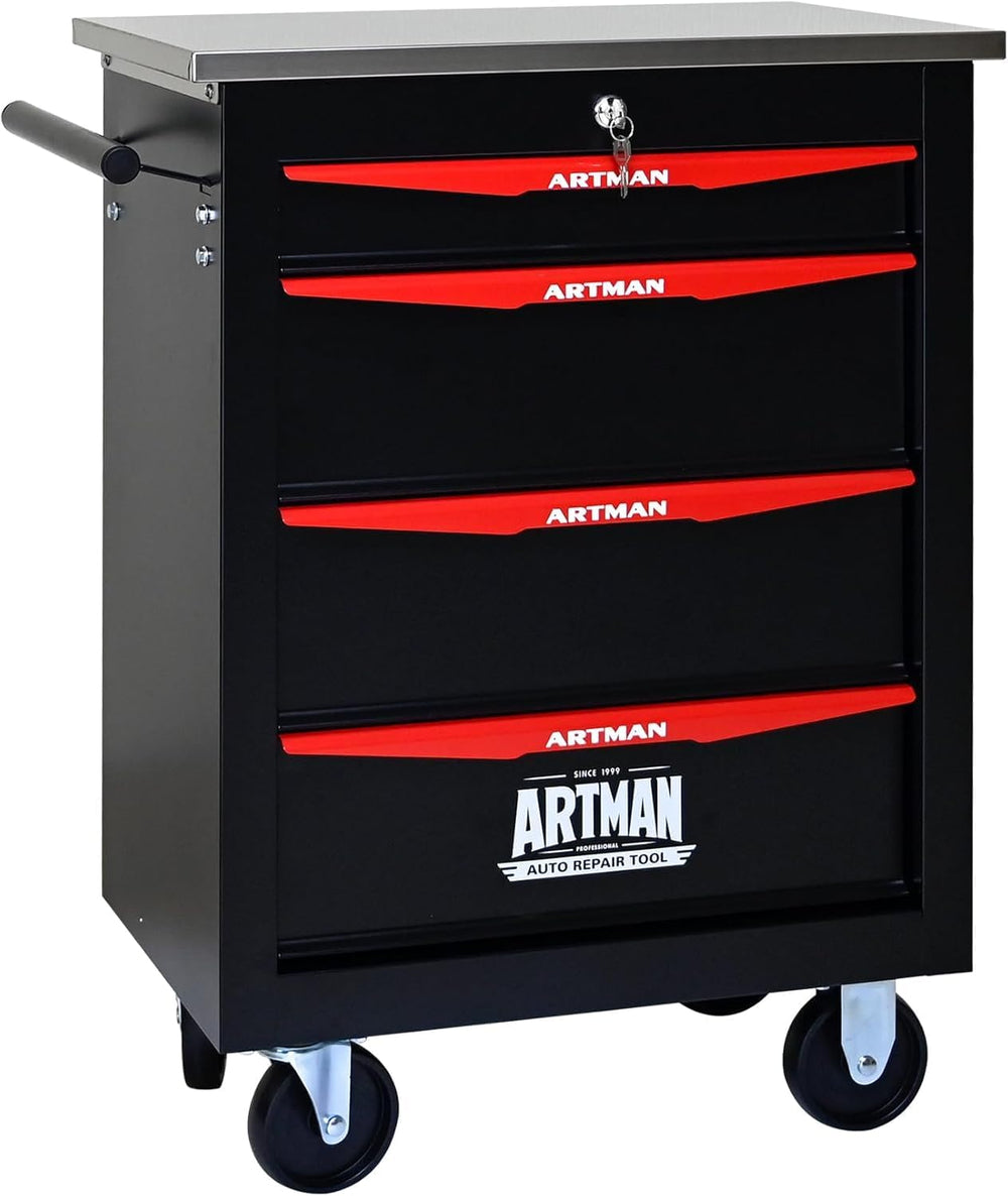 4-Drawer Rolling Tool Chest with Stainless Steel Countertop,Tool Chest with S...
