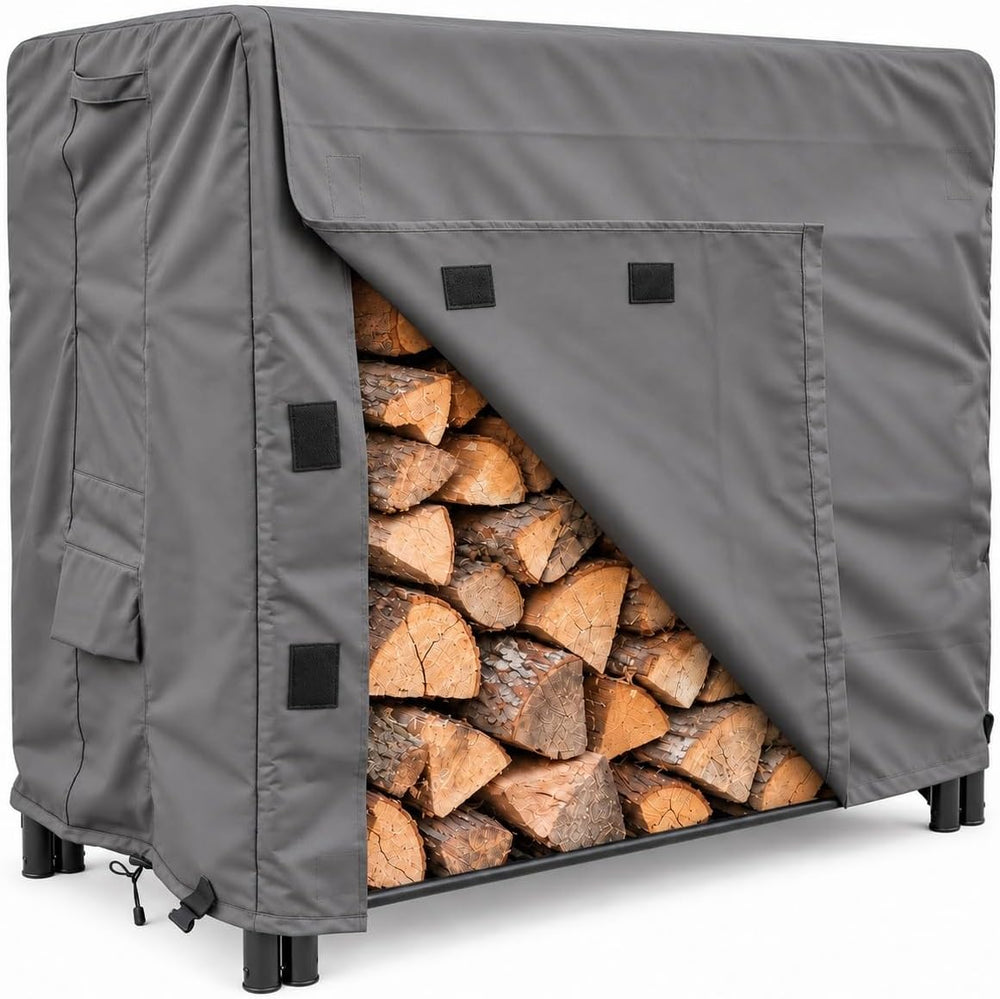 Firewood Rack Cover 4ft Waterproof, Outdoor Log Rack Cover with Easy-Load Fro...