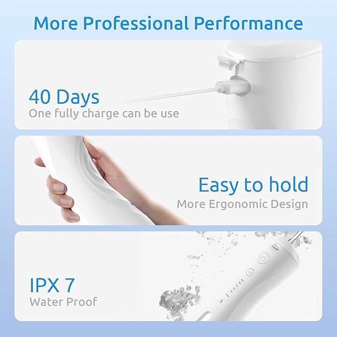 Water Flosser 6 Modes & IPX7 Waterproof Rechargeable Oral Irrigator Water...
