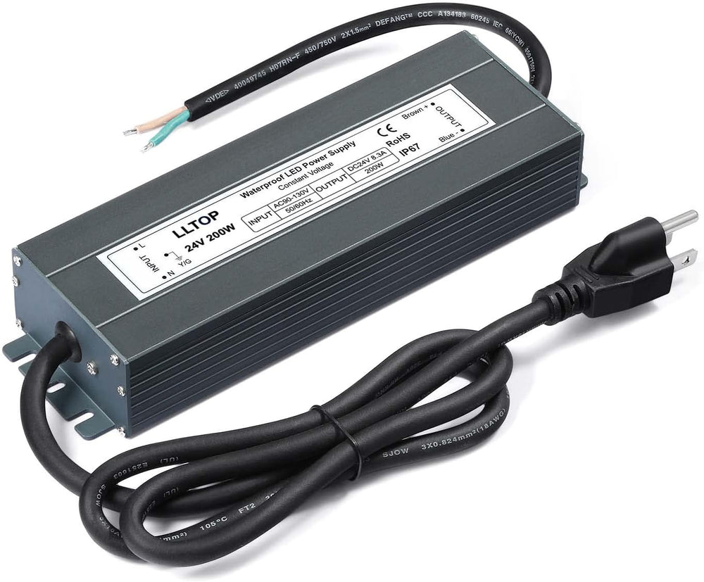LLTOP LED Power Supply 24V 8.3A 200W LED Driver AC90-130V to 24VDC Converter