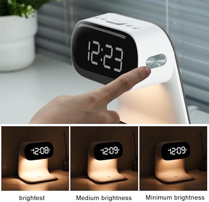 3in1 Multi-Functional Wireless Charging Alarm Clock Smart Night Light Qi